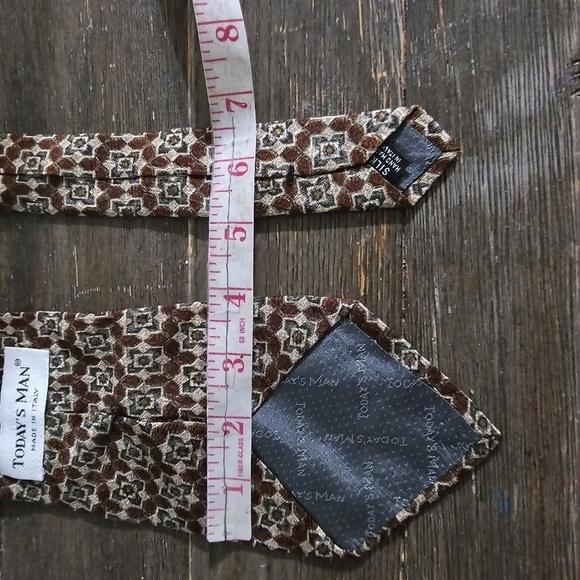 Vintage Today's Man Made in Italy Silk Brown Artsy Neck Tie - Picture 4 of 4